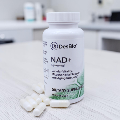 DesBio Liposomal NAD+ supplement for mitochondrial cellular energy healthy aging cognitive and metabolic support