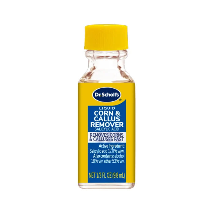 Liquid corn and callus remover bottle with yellow cap, salicylic acid (Dr. Scholl’s)