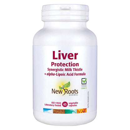 Bottle of New Roots Liver Protection (Milk Thistle) 45 Vegetable Capsules