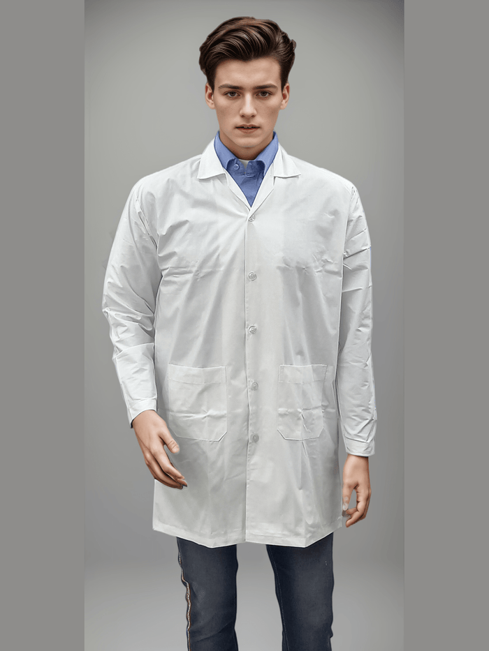 Long Apron for Healthcare Professionals with 5 Buttons - Ideal for Healthcare Heroes - J R GARMENTS
