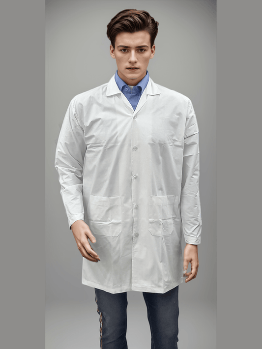 Long Apron for Healthcare Professionals with 5 Buttons - Ideal for Healthcare Heroes - J R GARMENTS