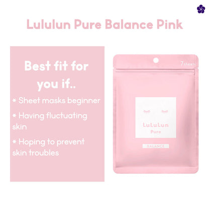 Lululun Pure Balance Pink. Best for skin. Murasaki Cosmetics. Japanese skincare. Japanese daily face mask. Lululun Nederlands