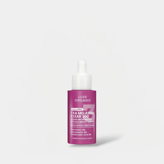 Luxe Organix Derma PRO Melasma Clear 300 Liquid Microneedle Soicule Bright Serum 30ml سيروم لوكس أورجانيكس ديرما برو ميلازما كلير 300 السائل بتقنية الإبر الدقيقة لتفتيح البشرة - Princess Cosmetics Qatar