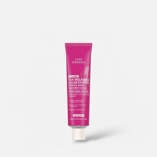 Luxe Organix Derma PRO TXA Melasma Clear Exosome Bright Treatment Cream 30g كريم لوكس أورجانيكس ديرما برو تي إكس إيه لعلاج الكلف وتفتيح البشرة بتقنية الإكسوسوم - Princess Cosmetics Qatar