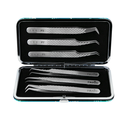 Magnetic Case with Diamond cut Professional Tweezers Set