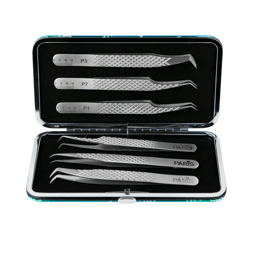 Magnetic Case with Diamond cut Professional Tweezers Set