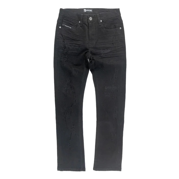 Makobi Bionco Jet Black Ripped Denim Jeans (M1753)