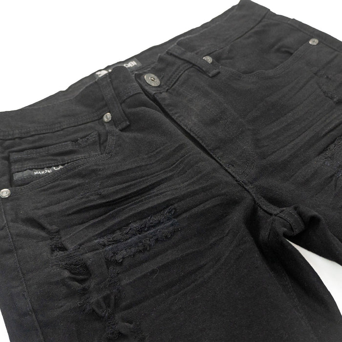 Makobi Bionco Jet Black Ripped Denim Jeans (M1753)