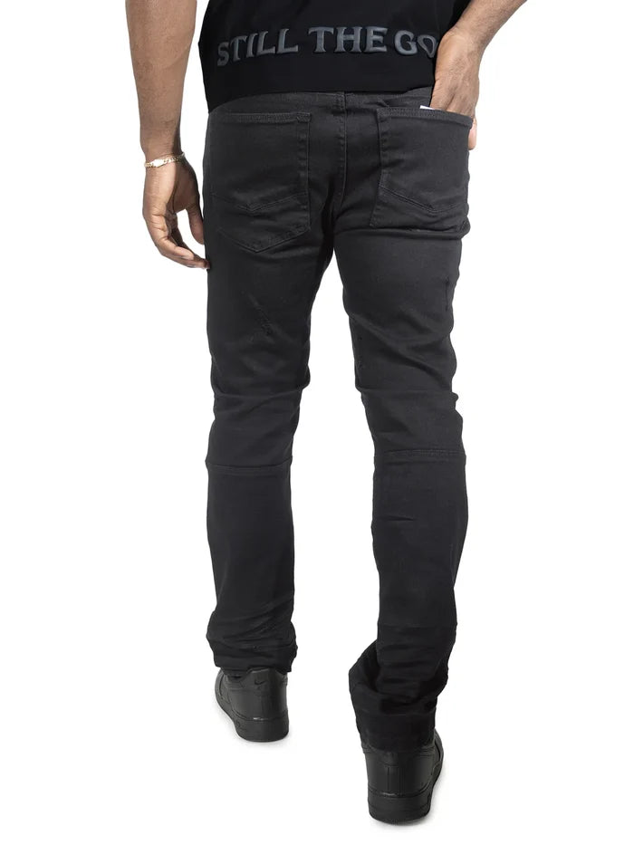 Makobi Bruno M1965 Black Ripped Denim Jeans showcasing modern ripped design