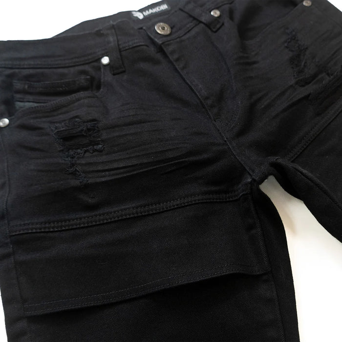 Makobi Bruno M1965 Black Ripped Denim Jeans with classic five-pocket style and ripped accents