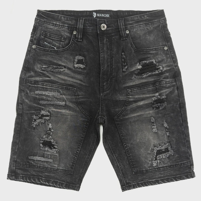 Makobi Prego Black Wash Denim Shorts (M904)
