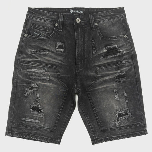 Makobi Prego Black Wash Denim Shorts (M904)