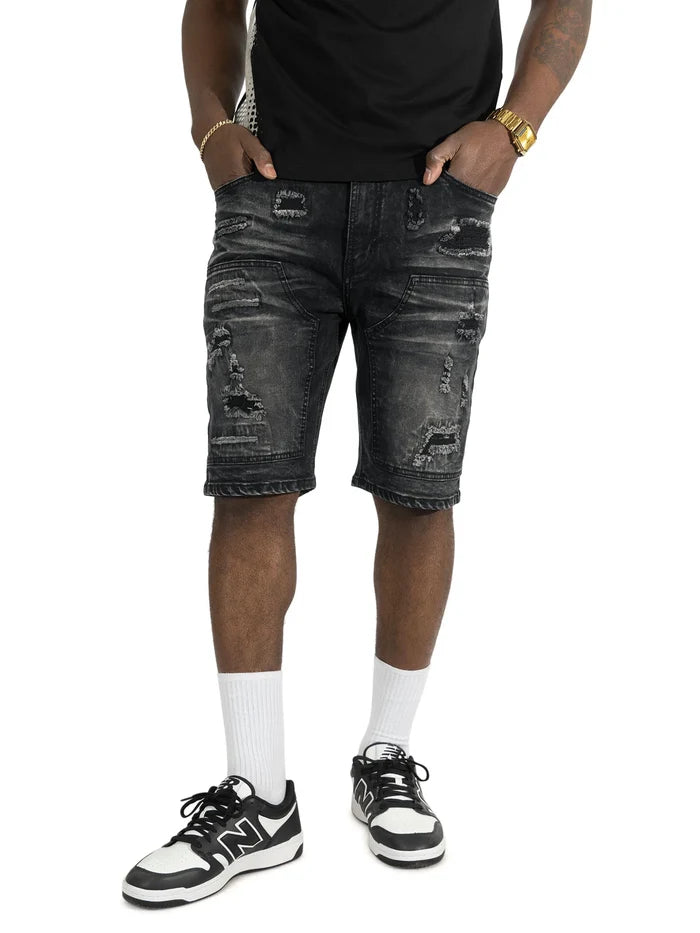 Makobi Prego Black Wash Denim Shorts (M904)