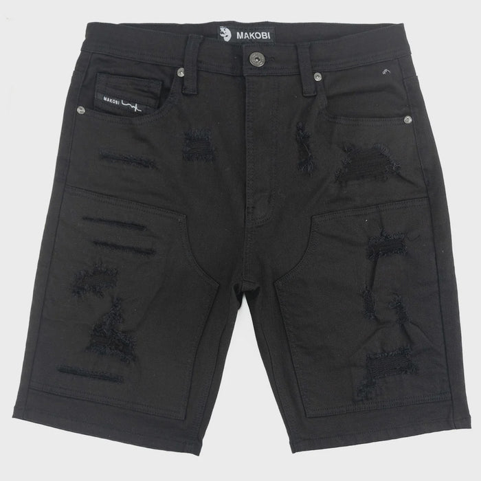 Makobi Prego Jet Black Denim Shorts (M904)