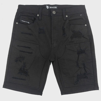 Makobi Prego Jet Black Denim Shorts (M904)