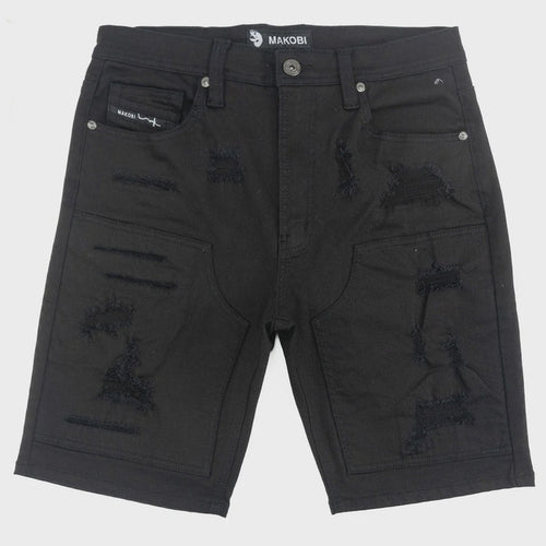 Makobi Prego Jet Black Denim Shorts (M904)