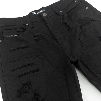 Makobi Prego Jet Black Denim Shorts (M904)