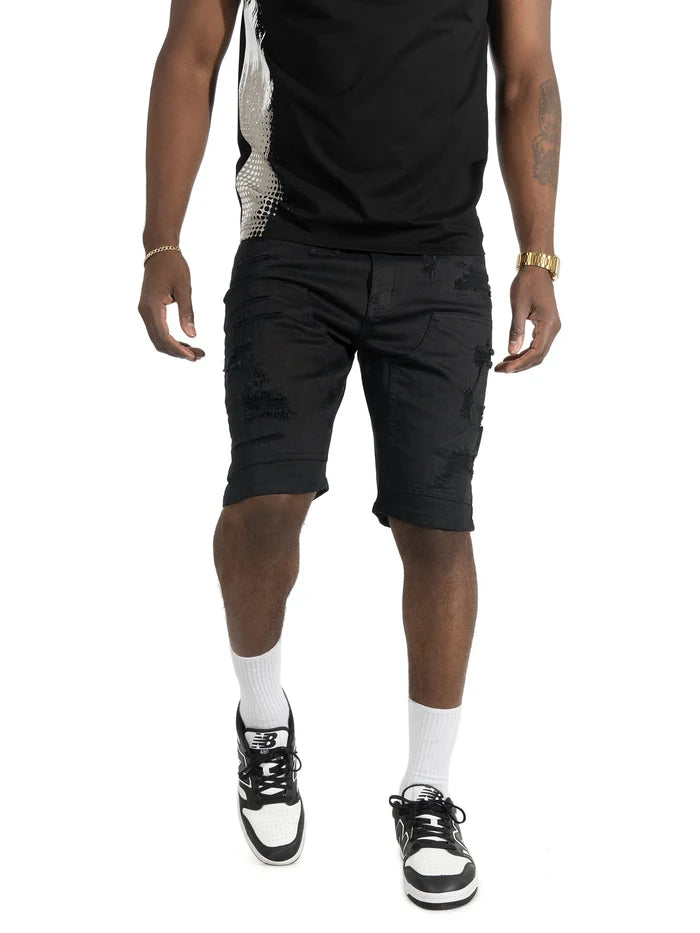 Makobi Prego Jet Black Denim Shorts (M904)