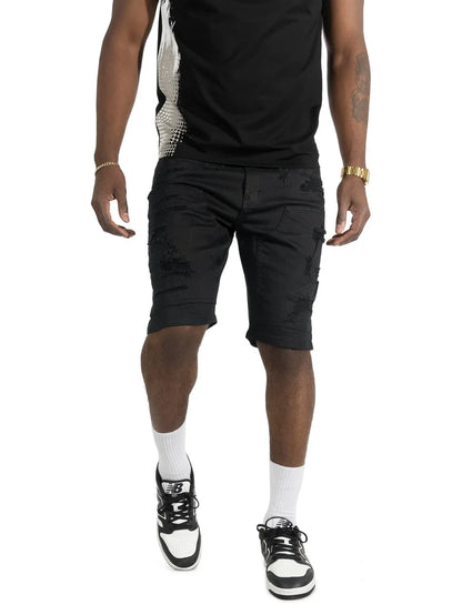 Makobi Prego Jet Black Denim Shorts (M904)