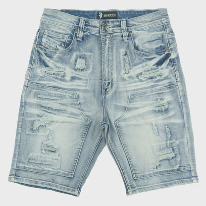 Makobi Prego Light Blue Wash Denim Shorts (M904)