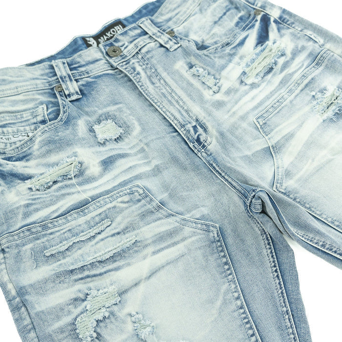 Makobi Prego Light Blue Wash Denim Shorts (M904)