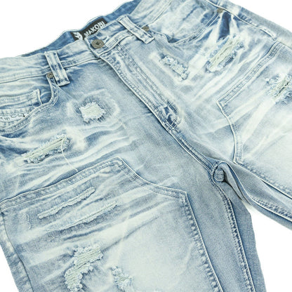 Makobi Prego Light Blue Wash Denim Shorts (M904)
