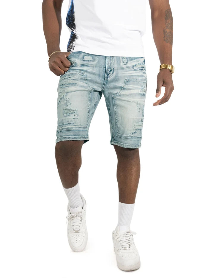 Makobi Prego Light Blue Wash Denim Shorts (M904)