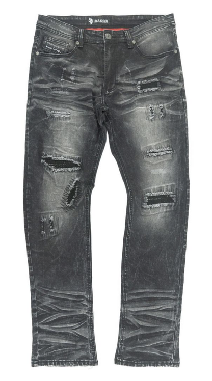 Makobi Ripped Black Wash Jeans (M1975)