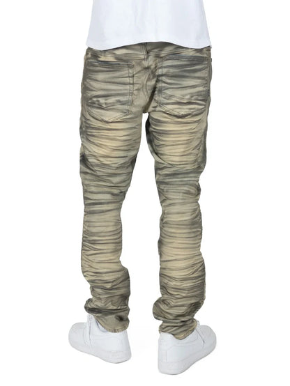 Close-up of Makobi Toronto Dirt Denim Jeans (M1921) highlighting durable stitching and classic denim texture
