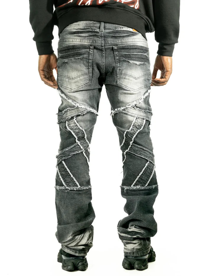 Makobi Veneta Black Wash Stacked Denim Jeans (M1908)