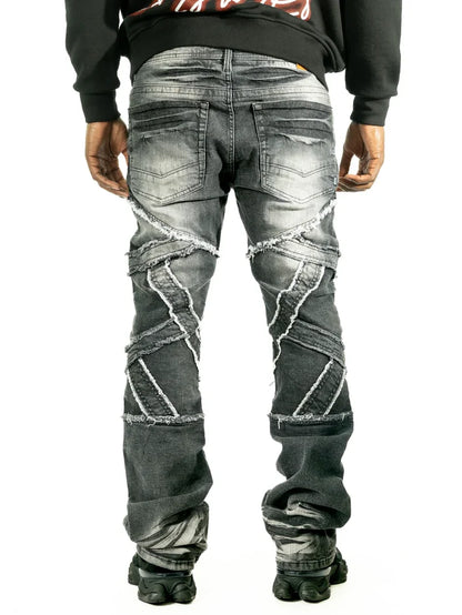Makobi Veneta Black Wash Stacked Denim Jeans (M1908)