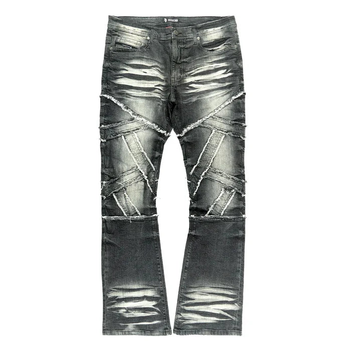 Makobi Veneta Black Wash Stacked Denim Jeans (M1908)
