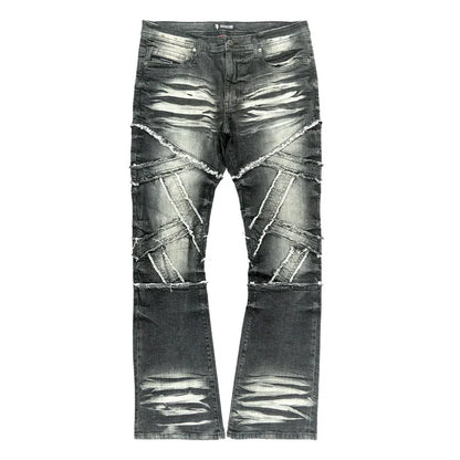 Makobi Veneta Black Wash Stacked Denim Jeans (M1908)