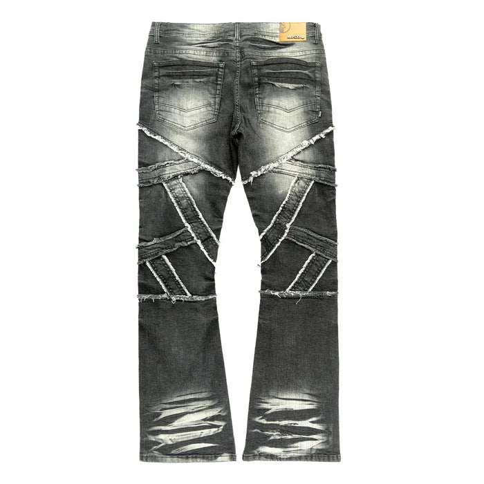 Makobi Veneta Black Wash Stacked Denim Jeans (M1908)