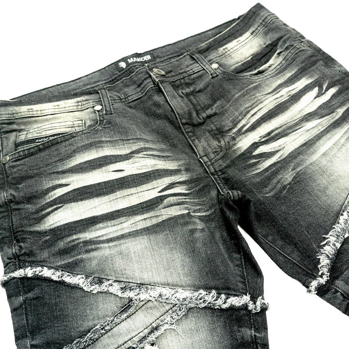 Makobi Veneta Black Wash Stacked Denim Jeans (M1908)