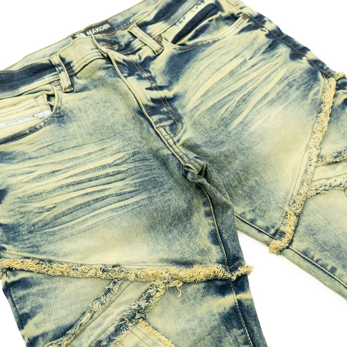 Makobi Veneta Dirt Stacked Denim Jeans (M1908)