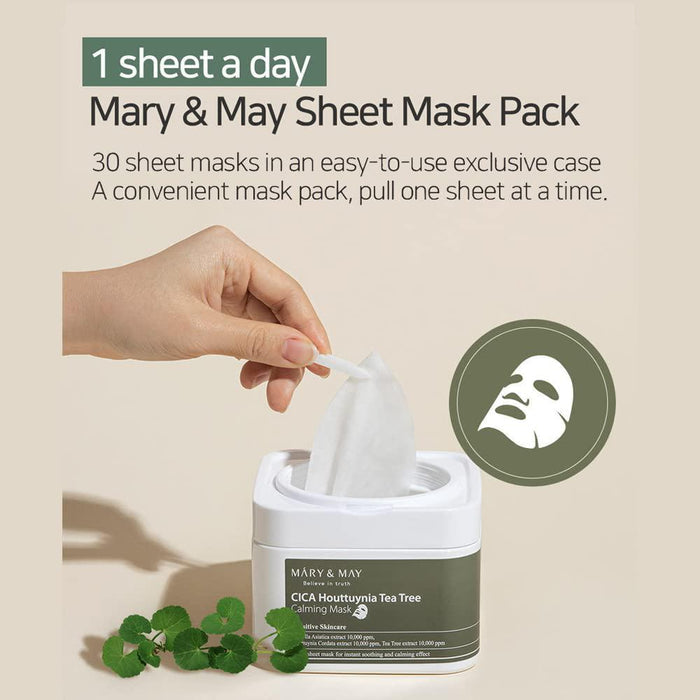 Mary&May Cica Houttuynia Cordata Tea Tree Calming Mask Pack 30 sheets