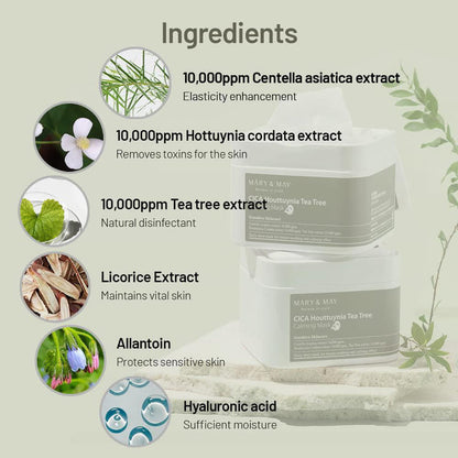 Mary&May Cica Houttuynia Cordata Tea Tree Calming Mask Pack 30 sheets
