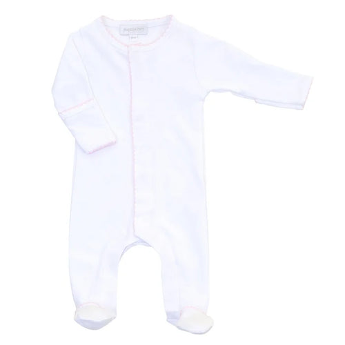 MB Essentials White w/ Pink Trim Footie