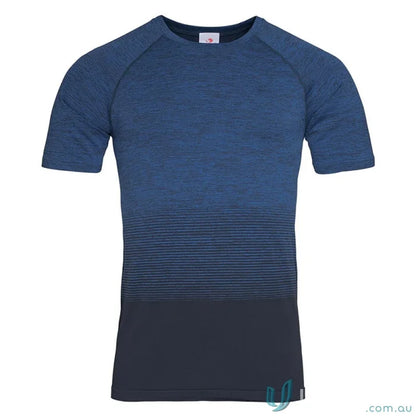 Men’s active seamless raglan t-shirt with multi-colour gradient pattern and raglan flow design