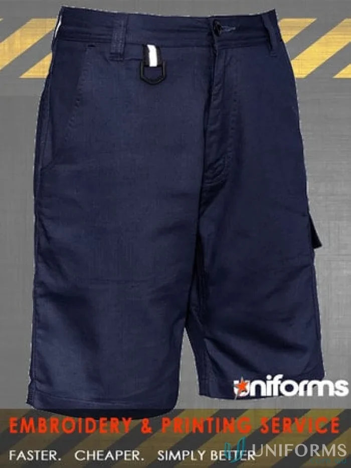 Navy blue SYZMIK mens rugged cooling vented shorts zs505 vented for work comfort