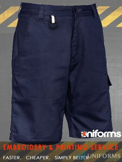 Navy blue SYZMIK mens rugged cooling vented shorts zs505 vented for work comfort