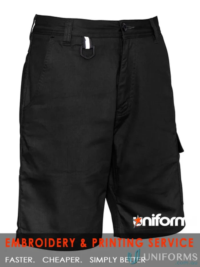 Mens Rugged ZSYMIK Black Cargo Shorts with Cooling Vented Design, ZS505 Vented Style