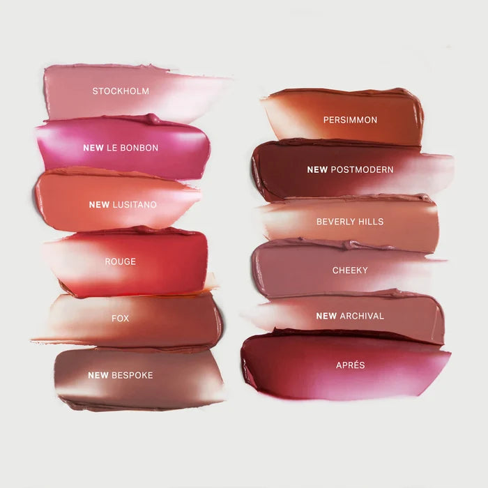 Merit Flush Balm Cream Blush in various shades, close-up of the compact with smooth, creamy texture and natural finish.