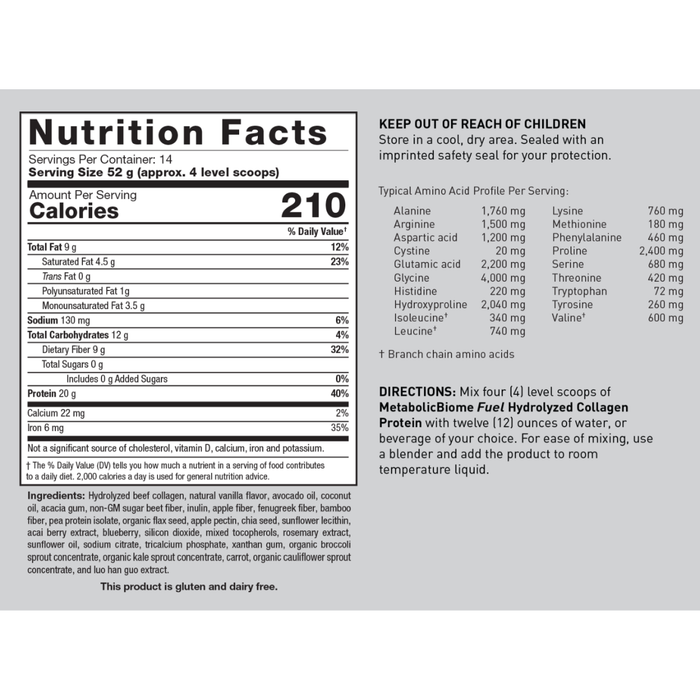 MetabolicBiome Fuel Hydrolyzed Collagen Protein