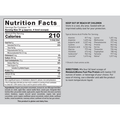 MetabolicBiome Fuel Pea Protein by Biotics Research