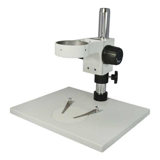 Microscope Post Stand, 76mm Coarse Focus Rack, Large Base, SKU ST05011301, three quarter front view