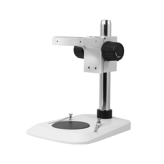 Microscope Post Stand, 76mm Coarse Focus Rack (Small) Slope Front Base, SKU ST05011201, three quarter front view