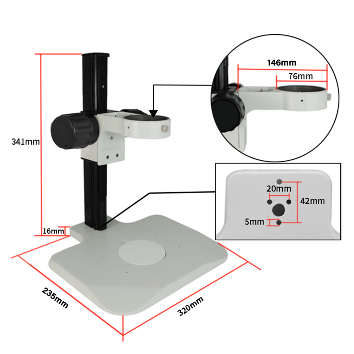 Microscope Track Stand, 76mm Coarse Focus Rack