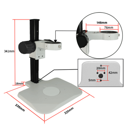 Microscope Track Stand, 76mm Coarse Focus Rack